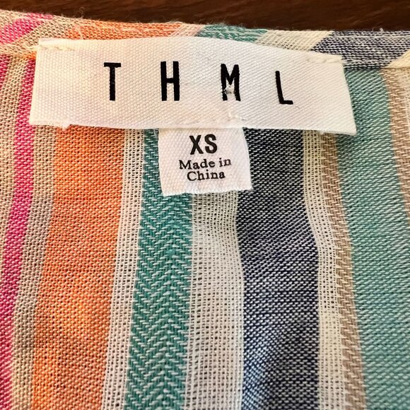 THML Lightweight V Neck Striped Womens Pullover Boho Lagenlook Top Size‎ XS - Picture 5 of 7